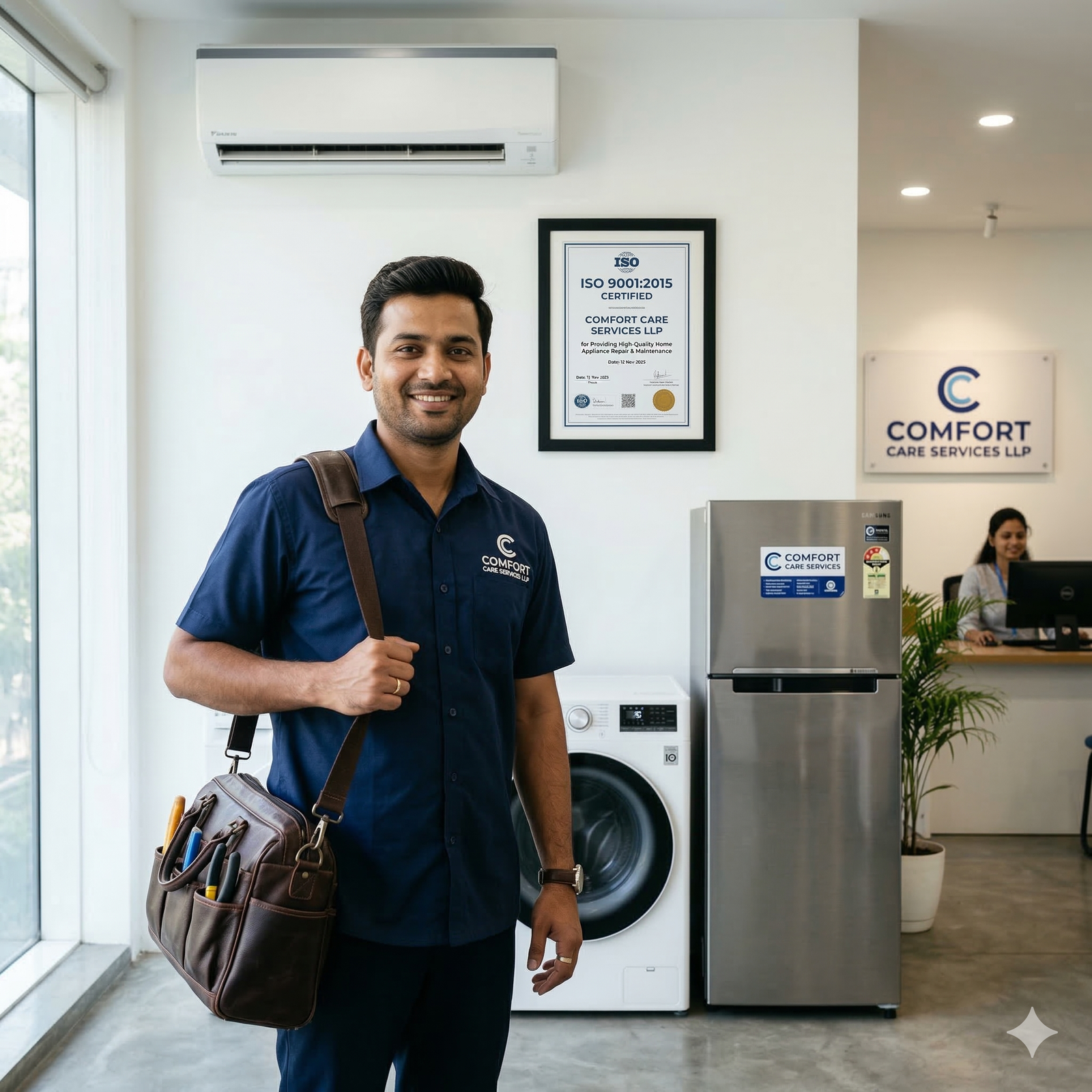 A employee with tools